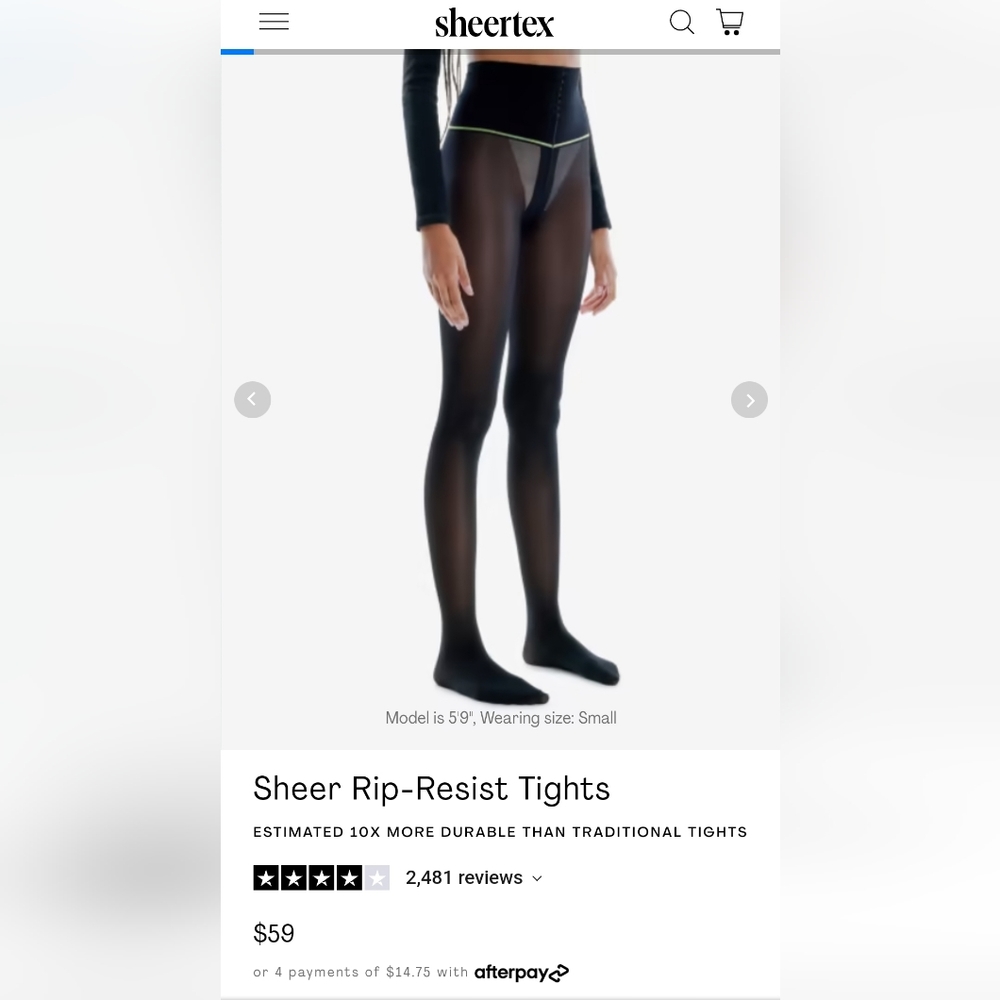 Sheertex Rip-Resist Tights Black Sz L